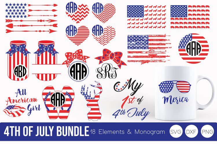 4th of July SVG, DXF, PNG Bundle Cut Files example image 1