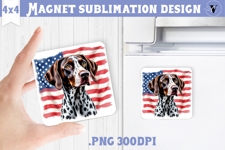 Square Magnet | 4th of July | Patriotic Dog