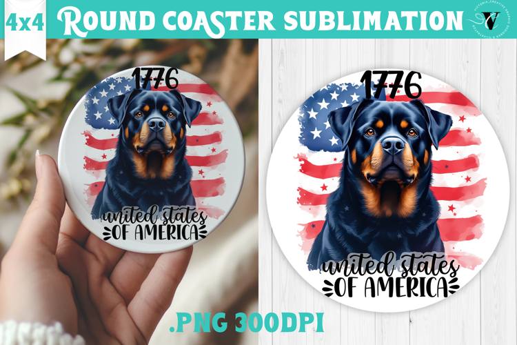 Round Coaster | 4th of July | Patriotic Dog