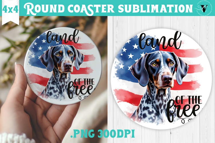 Round Coaster | 4th of July | Patriotic Dog