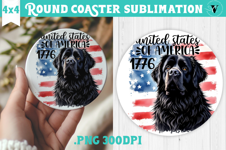 Round Coaster | 4th of July | Patriotic Dog
