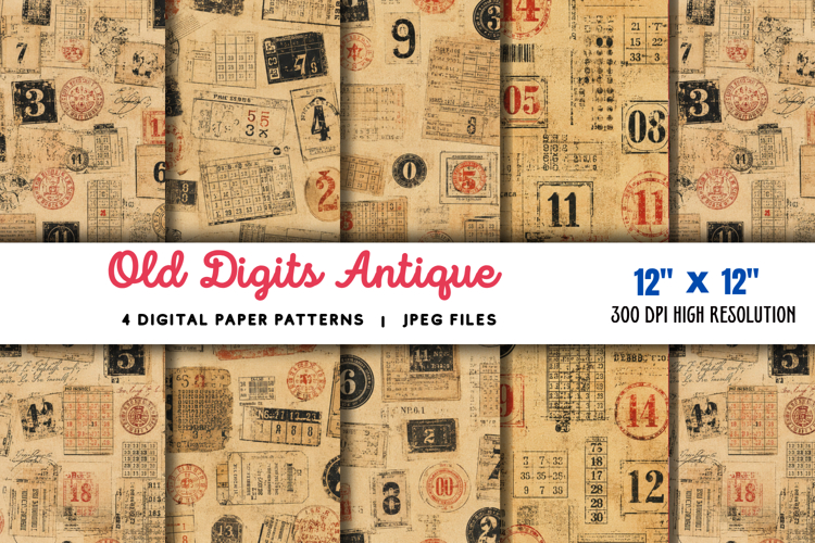 Old Digits Antique Memory Sheet JPG