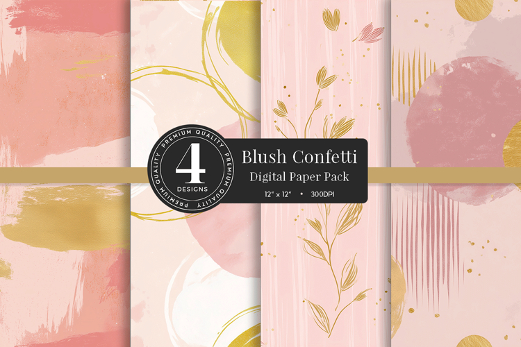Blush Botanical Gold Digital Paper Pack