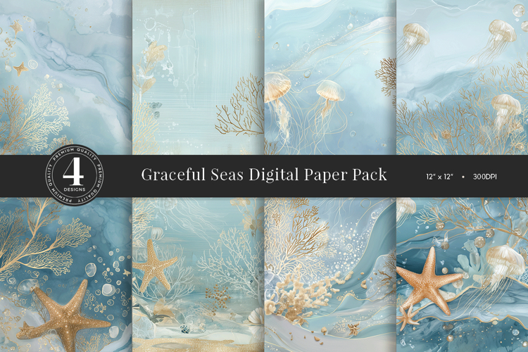Graceful Seas Digital Paper Pack