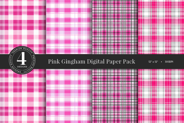 Pink Gingham Digital Paper Pack