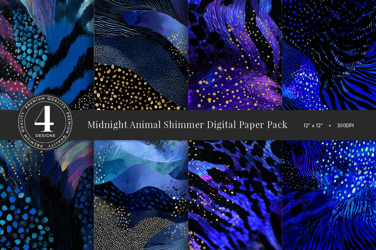 Dark Blue Animal Texture Digital Paper