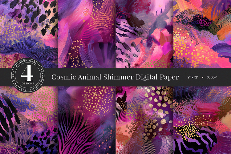 Cosmic Animal Shimmer Digital Paper