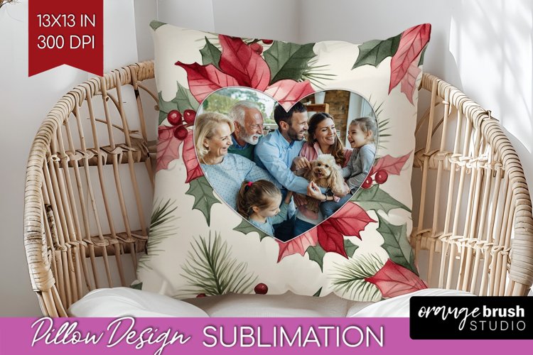 Poinsettia Christmas Photo Pillow PNG - Christmas Poinsettia