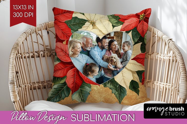 Poinsettia Christmas Photo Pillow PNG - Christmas Poinsettia