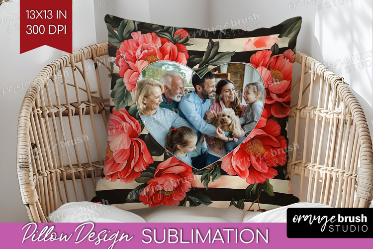 Floral Photo Pillow PNG - Peony Flower Picture Frame Pillow