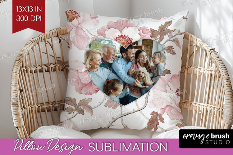 Floral Photo Pillow PNG - Peony Flower Picture Frame Pillow