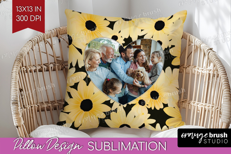 Retro Flowers Photo Pillow PNG - Floral Picture Frame Pillow