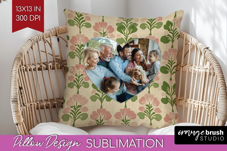 Flowers Photo Pillow PNG - Vintage Floral Picture Frame