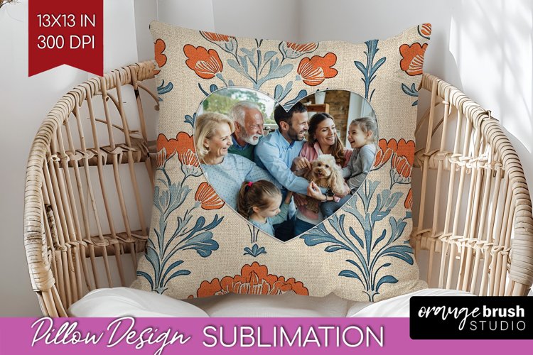 Flowers Photo Pillow PNG - Vintage Floral Picture Frame