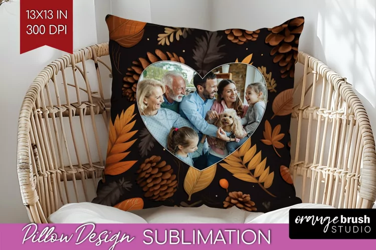 Autumn Photo Frame Pillow Sublimation - Add Your Picture