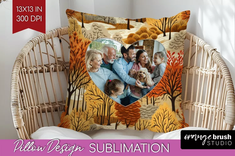 Autumn Photo Frame Pillow Sublimation - Add Your Picture