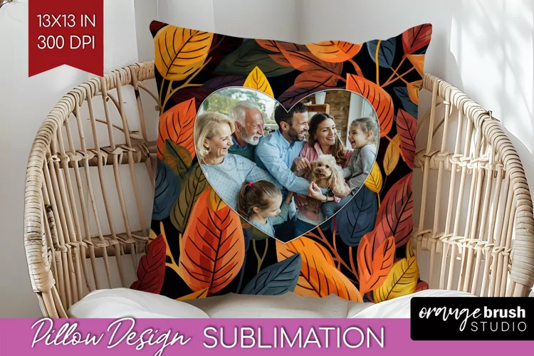 Autumn Photo Frame Pillow Sublimation - Add Your Picture