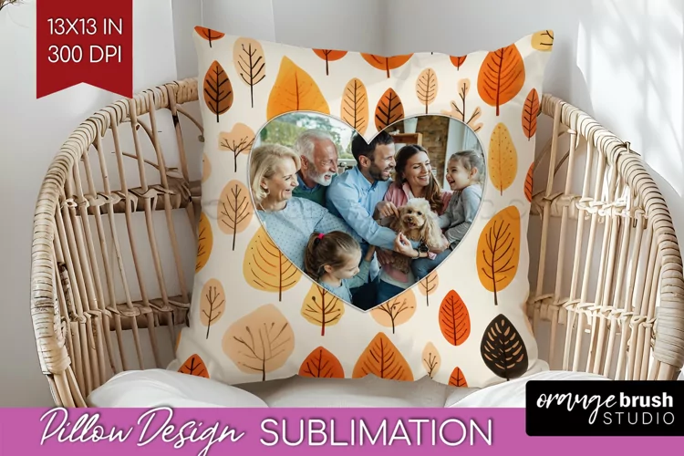 Autumn Photo Frame Pillow Sublimation - Add Your Picture