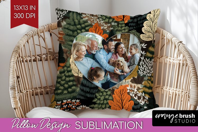 Autumn Photo Frame Pillow Sublimation - Add Your Picture example image 1