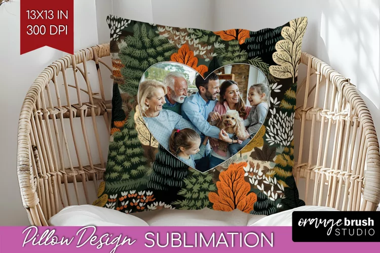 Autumn Photo Frame Pillow Sublimation - Add Your Picture