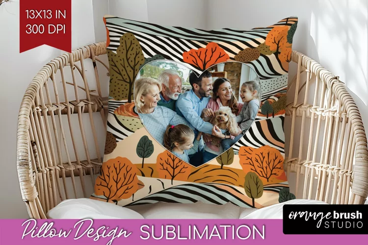Autumn Photo Frame Pillow Sublimation - Add Your Picture