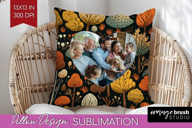 Autumn Photo Frame Pillow Sublimation - Add Your Picture example image 1