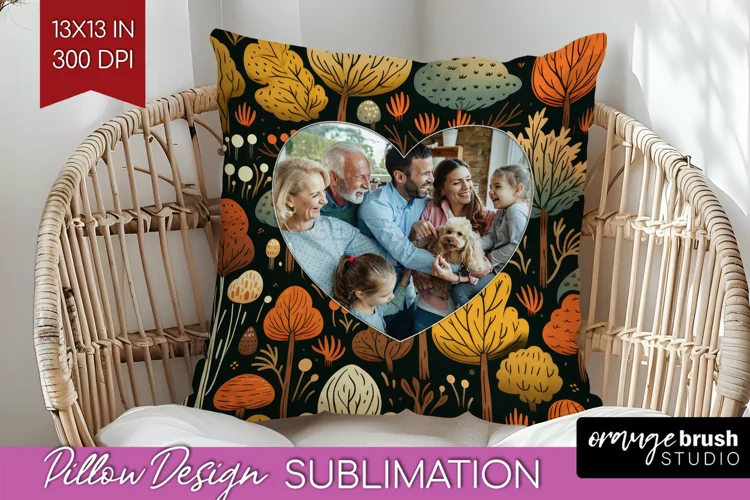 Autumn Photo Frame Pillow Sublimation - Add Your Picture