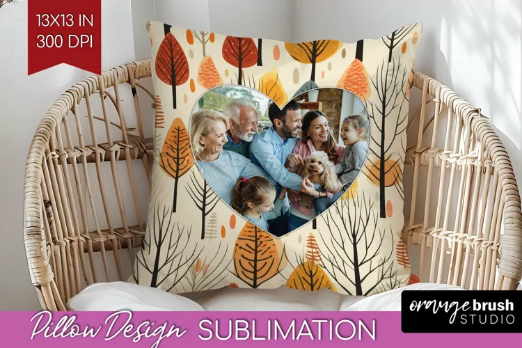 Autumn Photo Frame Pillow Sublimation - Add Your Picture