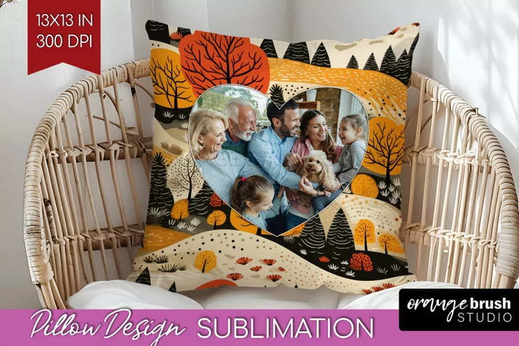 Autumn Photo Frame Pillow Sublimation - Add Your Picture
