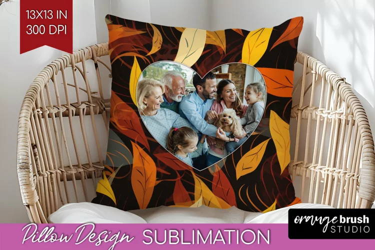 Autumn Photo Frame Pillow Sublimation - Add Your Picture