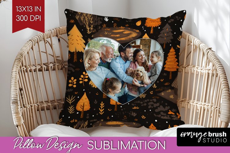 Autumn Photo Frame Pillow Sublimation - Add Your Picture example image 1
