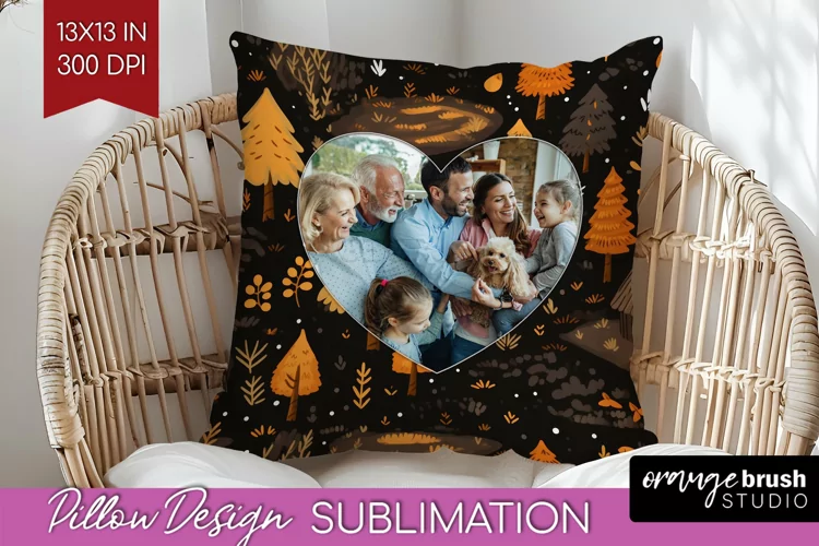 Autumn Photo Frame Pillow Sublimation - Add Your Picture
