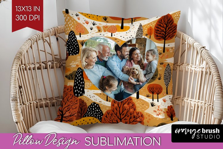 Autumn Photo Frame Pillow Sublimation - Add Your Picture example image 1