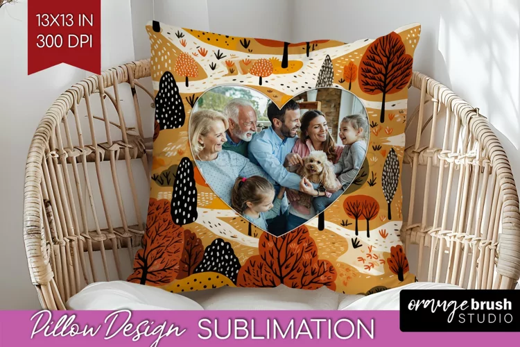 Autumn Photo Frame Pillow Sublimation - Add Your Picture