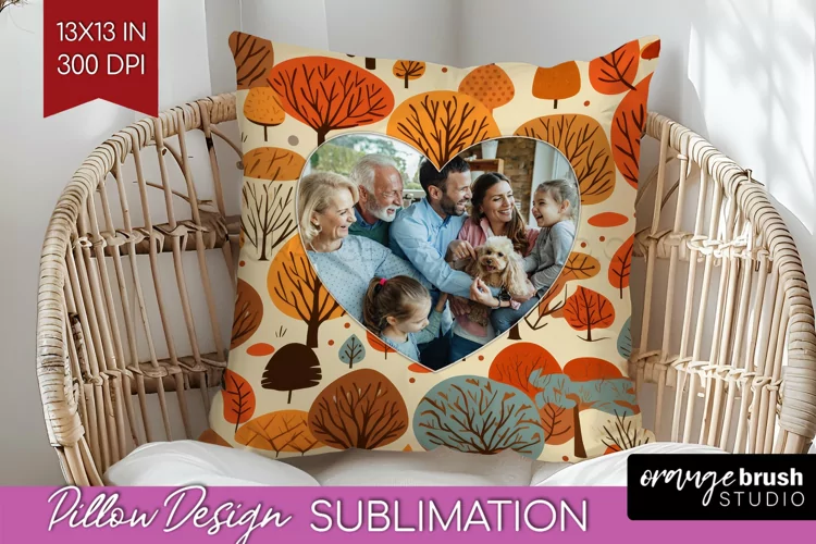 Autumn Photo Frame Pillow Sublimation - Add Your Picture