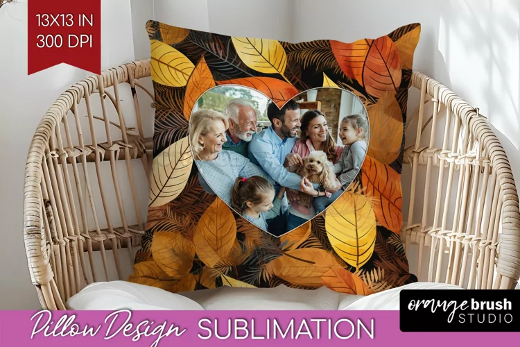 Autumn Photo Frame Pillow Sublimation - Add Your Picture