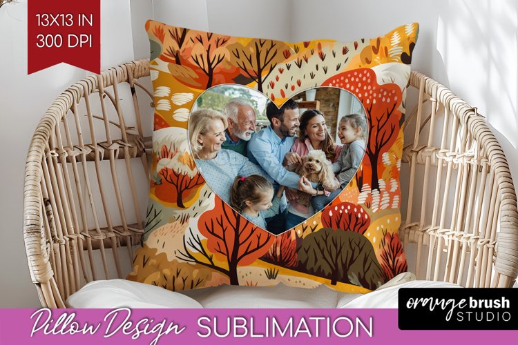 Autumn Photo Frame Pillow Sublimation - Add Your Picture example image 1