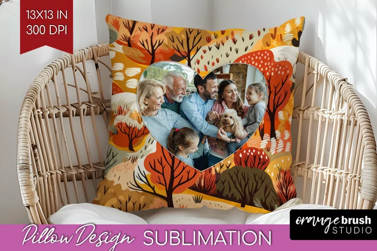 Autumn Photo Frame Pillow Sublimation - Add Your Picture