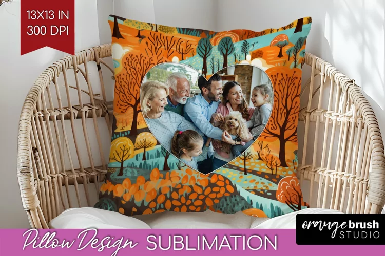 Autumn Photo Frame Pillow Sublimation - Add Your Picture