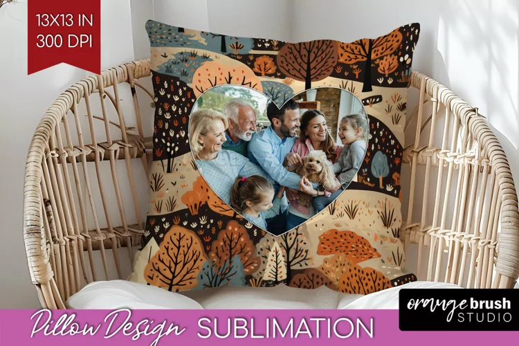 Autumn Photo Frame Pillow Sublimation - Add Your Picture