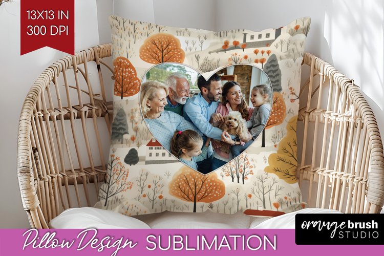 Autumn Photo Frame Pillow Sublimation - Add Your Picture example image 1