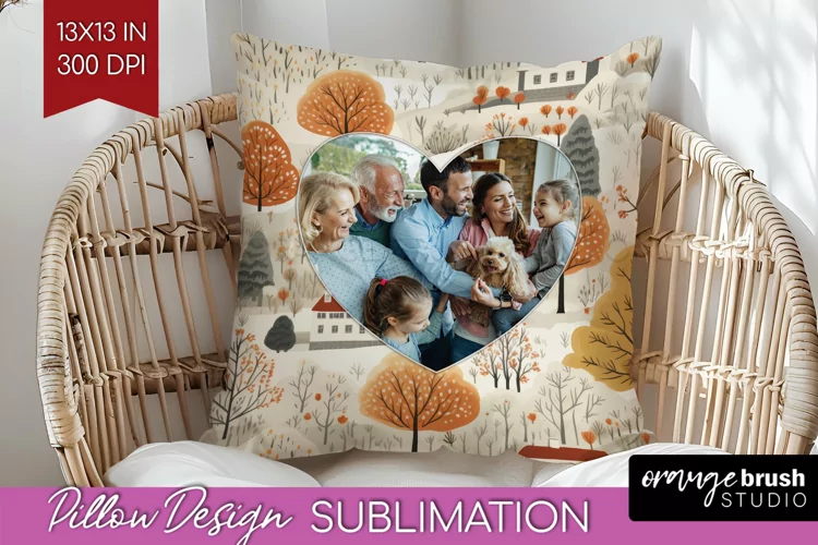 Autumn Photo Frame Pillow Sublimation - Add Your Picture
