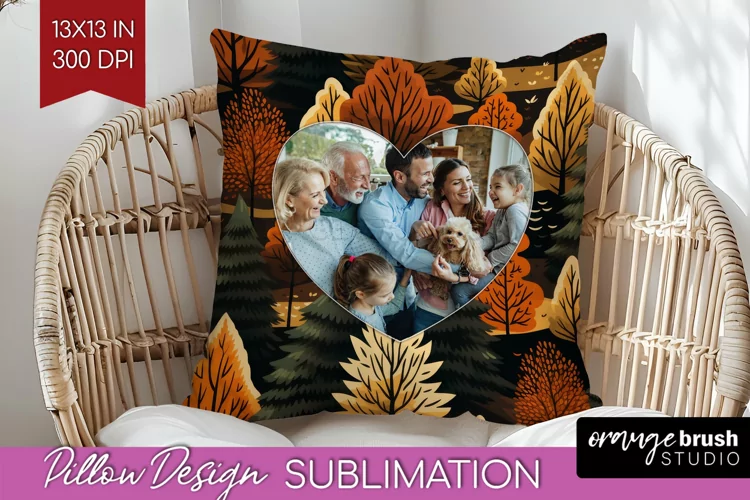 Autumn Photo Frame Pillow Sublimation - Add Your Picture