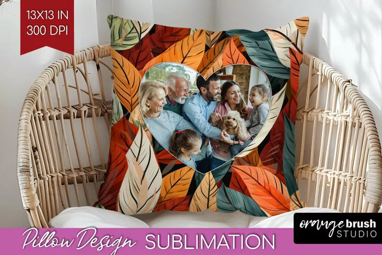 Autumn Photo Frame Pillow Sublimation - Add Your Picture