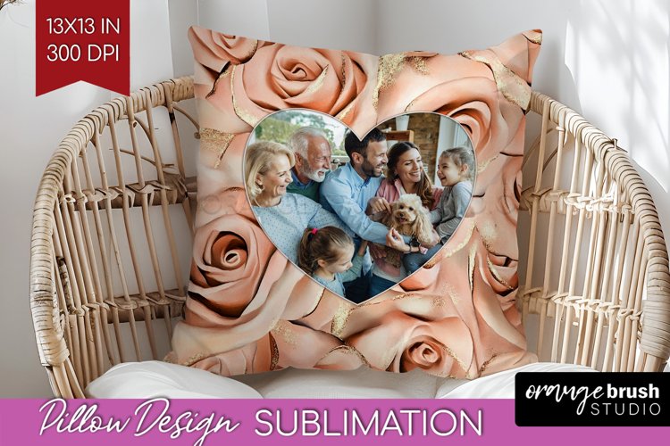 Rose Photo Pillow PNG - Floral Picture Frame Pillow Cover