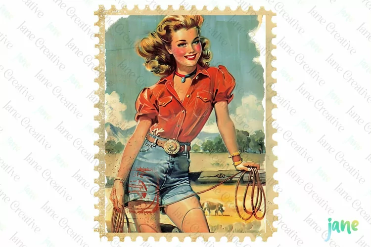 Pin-Up Girl Postage Stamps Sublimation