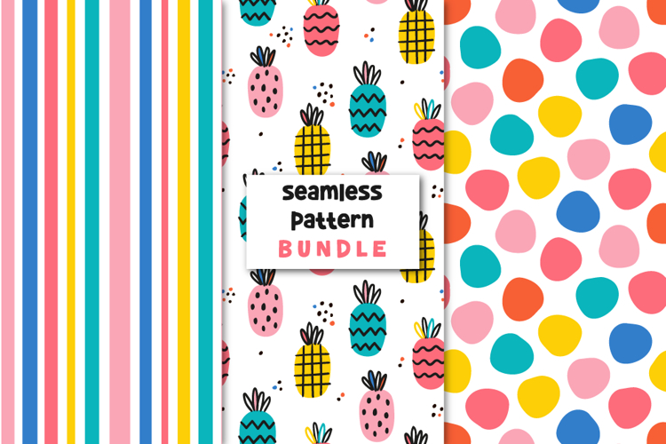 Pineapple Pattern Summer Digital Paper Fruit Background.