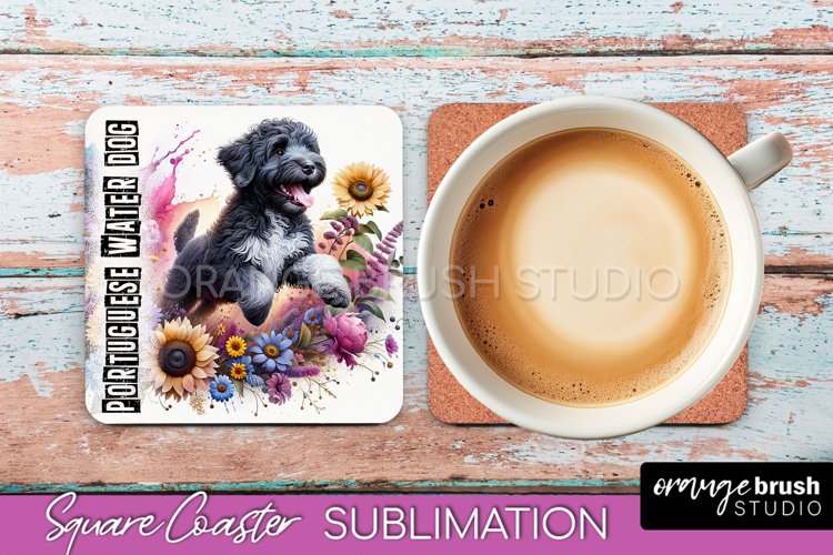 Dog Square Coaster - Dog Mom Floral Coaster Sublimation