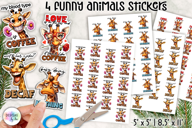 Sarcastic Animals Sticker, Funny Giraffe Stickers