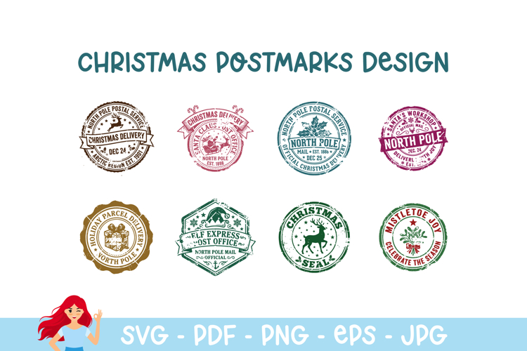 Christmas postmark, mail delivery stamps
